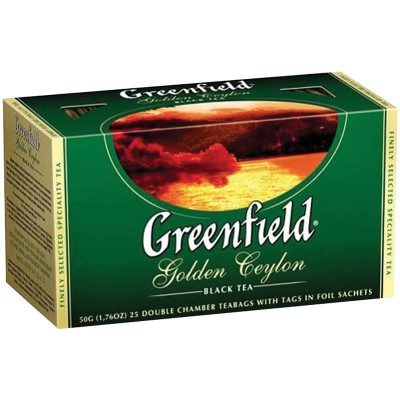 Чай Greenfield Golden Ceylon, черный, 25 фольг. пакетиков по 2гр