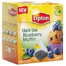 Чай Lipton Blueberry Muffin, черный, 20 пакетиков-пирамидок по 1,4гр